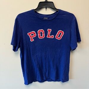 Polo SPELLOUT T-Shirt XL Dark Blue Ralph Lauren Embroidered 1-sided SOFT Cotton*